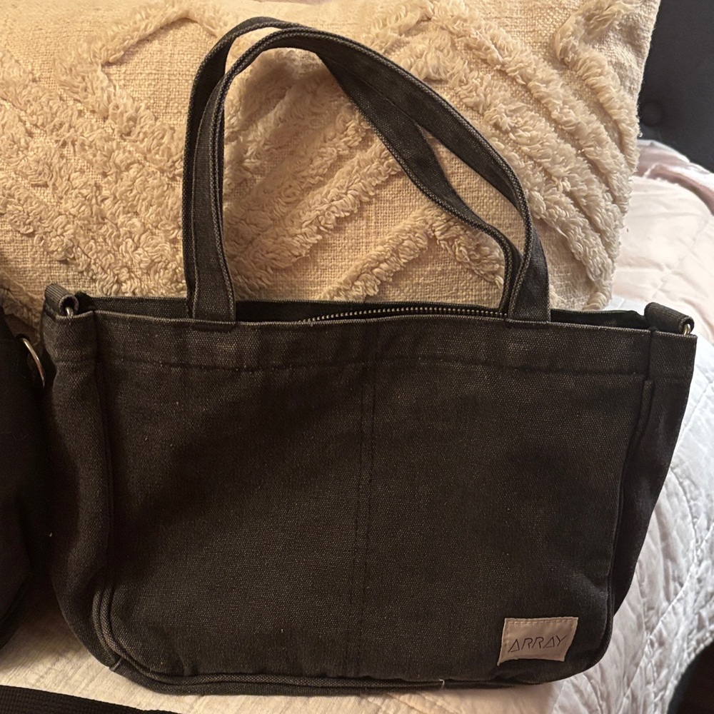 Array Black and Dark Gray Tote Set with Accessories - Picture 4 of 9